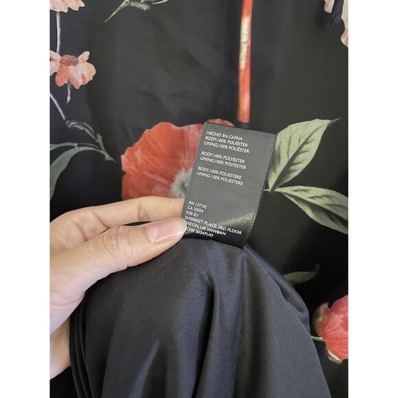 Urban Outfitters Strapless Dress Women's Small Black Floral Chiffon Lined - Picture 9 of 9